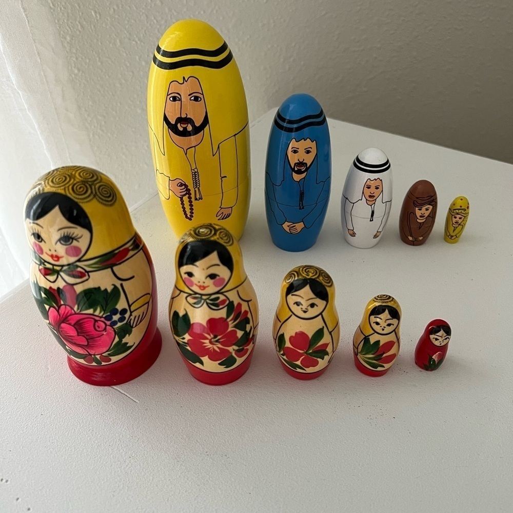 Colorful Wooden Nesting Stacking Dolls~ Set Of 2 Small Dolls.